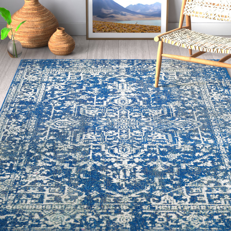 Mistana™ Hillsby Oriental Polypropylene Navy Area Rug & Reviews Wayfair
